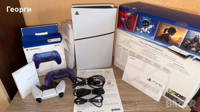 PlayStation 5 Slim 1TB Disc + 2 джойстика + 5 години гаранция, снимка 2 - PlayStation конзоли - 53571349