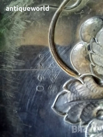 Стара Дебело ПОСРЕБРЕНА Чиния , Маркирана!, снимка 4 - Антикварни и старинни предмети - 50816159