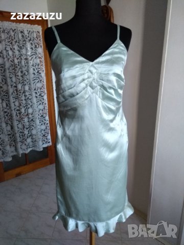 ЕСТЕСТВЕНА КОПРИНА дамска рокля с презрамки в бледозелен цвят, снимка 1
