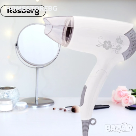 Сешоар Rosberg R51100B, 1400W, Бял, Сгъваема дръжка, 2 ГОДИНИ ГАРАНЦИЯ, снимка 2 - Сешоари - 51811025