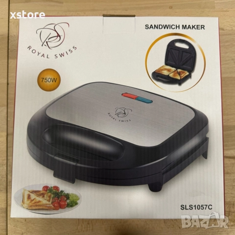 Уред за сандвичи Royal Swiss SLS1057C, 750W, незалепващи плочи, регулирем термостат, снимка 2 - Тостери - 52697344