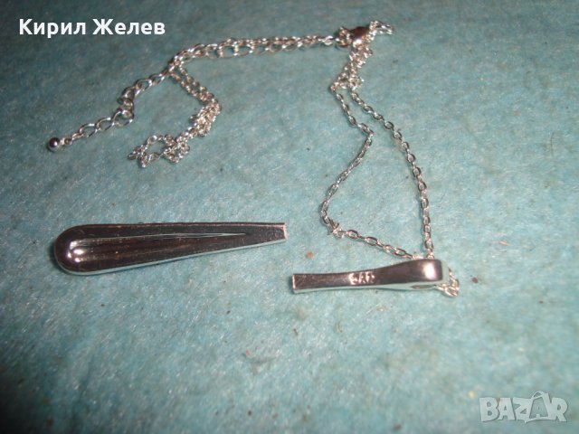 СТАРИ ПОСРЕБРЕНА НЕЖНА ВЕРИЖКА и ВИСУЛКА с КРИСТАЛИ 25168, снимка 6 - Колиета, медальони, синджири - 35308157