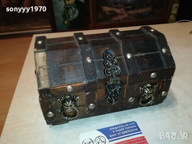 ДЪРВЕНА КУТИЯ КОВЧЕЖЕ С ОБКОВ ВНОС ФРАНЦИЯ 0201241922, снимка 6 - Антикварни и старинни предмети - 43626604