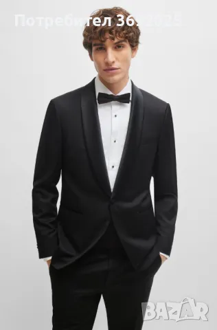 HUGO BOSS Копринена папийонка в черно, Подарък за мъже, снимка 7 - Ризи - 48410377