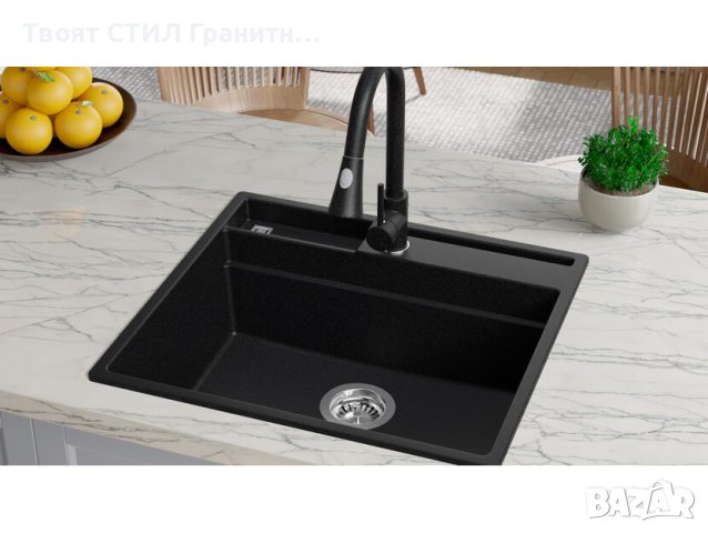 Кухненска Мивка от гранит модел Осло 40 Премиум 380 x 530 мм - графит, снимка 9 - Мивки - 41875256