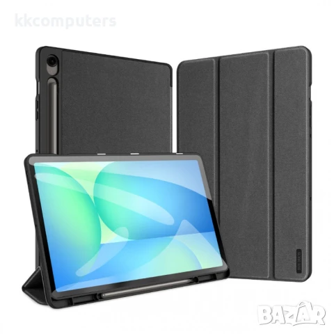 Samsung Galaxy Tab S10 FE+ DUX DUCIS Domo Кожен Калъф с Тройно Сгъване и Скрийн Протектор – Черен, Т