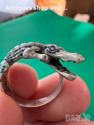 Сребърен пръстен крокодил №7674, снимка 5 - Пръстени - 52629929