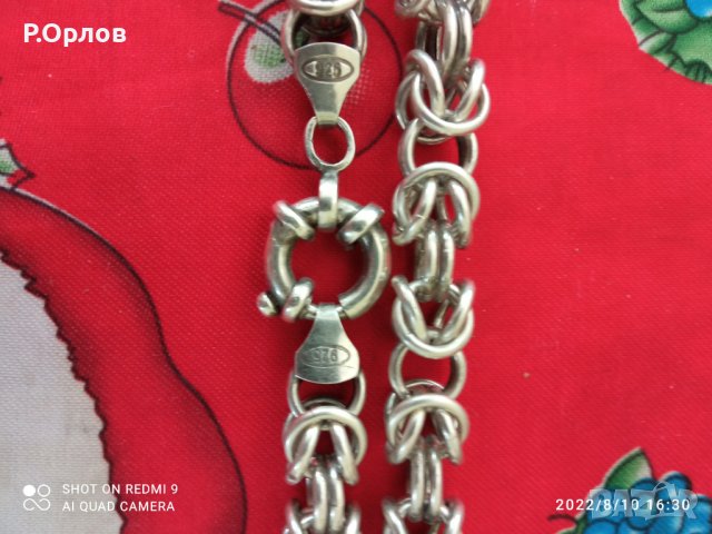 Сребърен  ланец Кралска плетка 925 с 3 печата 56см 61гр кръст 10 грама общо 71 г , снимка 4 - Колиета, медальони, синджири - 37654511