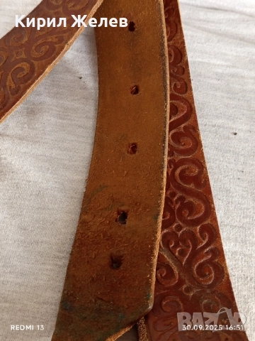 Дамски кожен колан с изрязани шарки и голяма катарама 11845, снимка 5 - Колани - 51893597