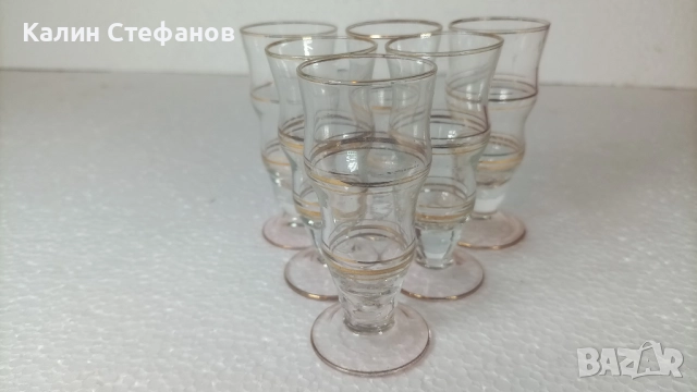 Ракиен комплект, златни кантове, столче, 50 мл, 6 бр, снимка 6 - Чаши - 51676201