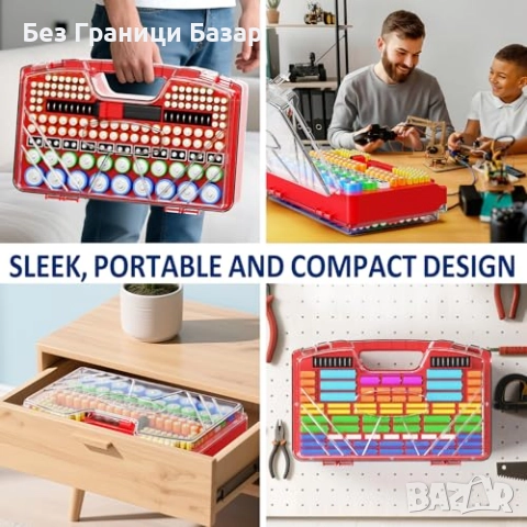 Нов Органайзер за 285 батерии с тестер, двустранна кутия за съхранение, снимка 7 - Други стоки за дома - 52483353