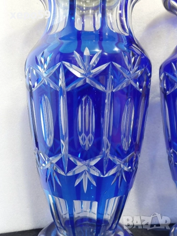 Комплект Прекрасни кристални вази със сребърни гривни''Бохемия кристал-1900 год.сребро 800, снимка 9 - Вази - 52565851