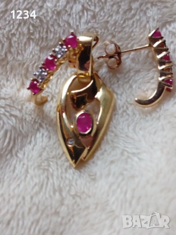 Дизайнерски златен медальон с естествен рубин и диамант ръчна изработка, снимка 6 - Колиета, медальони, синджири - 53509478