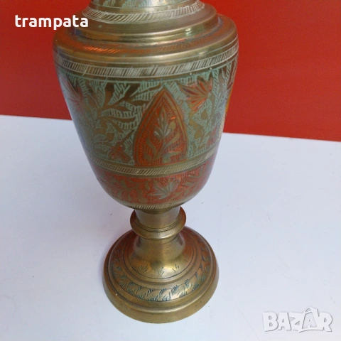 НАЙ ДОБРАТА ОФЕРТА Инкрустирана декоративна ваза , месинг , снимка 3 - Антикварни и старинни предмети - 53247770