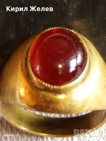 СТАРИНЕН КЛАСИЧЕСКИ ПРЪСТЕН с ГРАНАТ РЯДКО РЕТРО БИЖУ 52307, снимка 2 - Пръстени - 52544761