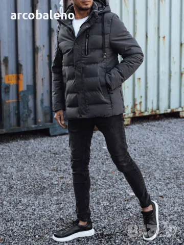 Мъжко зимно ватирано яке с качулка, 3цвята , снимка 3 - Якета - 47390459