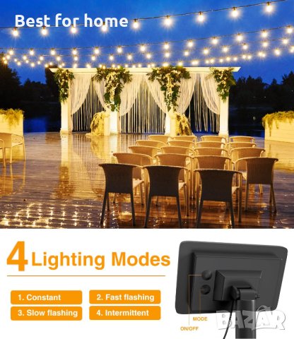 Външни соларни светлини 25+2 нечупливи LED крушки, G40,водоустойчиви, снимка 2 - Соларни лампи - 43179871