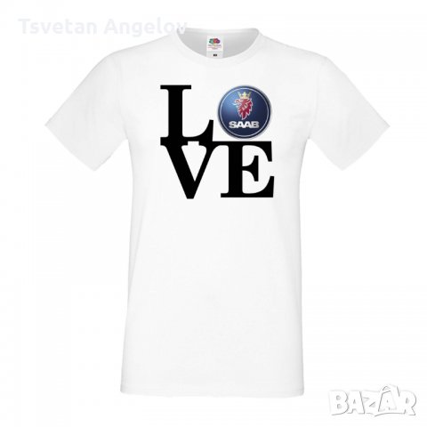 Мъжка тениска Saab LOVE, снимка 1 - Тениски - 32631616