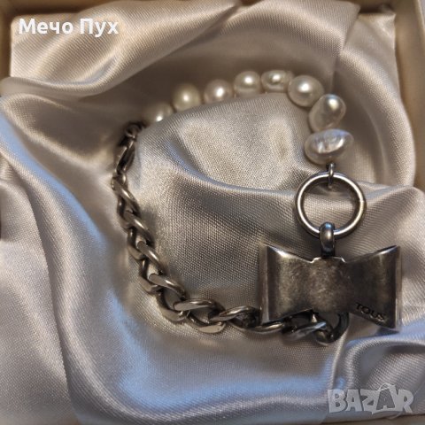 Сребърна гривна с естествени перли (223), снимка 14 - Гривни - 43370819