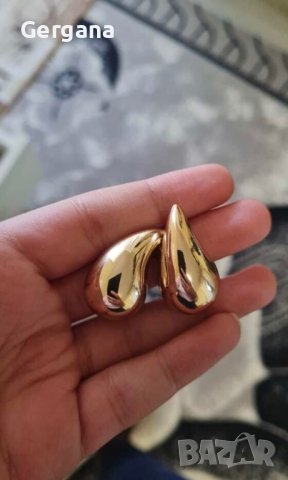 златисти / сребристи обеци капка, снимка 5 - Обеци - 42850759