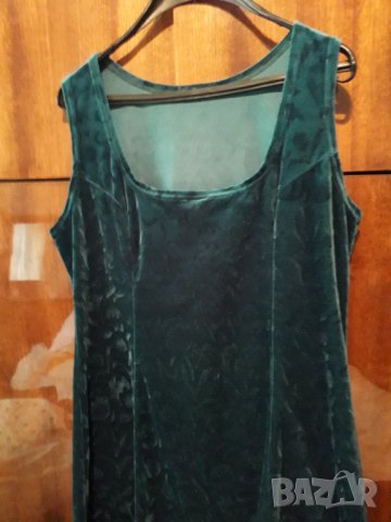 Дамски сукман рокля от кадифе тъмнозелен, снимка 2 - Рокли - 33225750