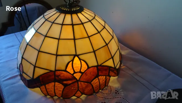 Тифани Tiffany - лампа и абажур, бежова гама, барок, снимка 17 - Настолни лампи - 50086818