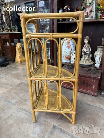 Ъглова етажерка от ратан и бамбук. №7848, снимка 7 - Антикварни и старинни предмети - 53097237