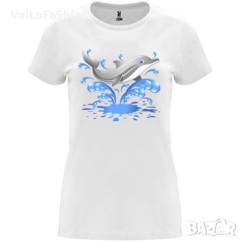 Нова дамска тениска с Делфин в бял цвят 