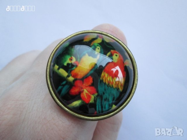 Огромен пръстен Pull & Bear с папагали, снимка 3 - Пръстени - 27015366