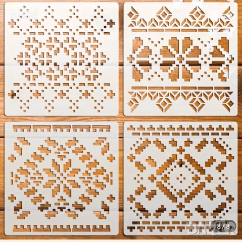 4 вида шевица шевици народни мотиви носии стенсил шаблон спрей за торта украса сладки Scrapbooking