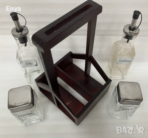 Оливерник в дървена стойка с дръжка, снимка 4 - Прибори за хранене, готвене и сервиране - 53212196