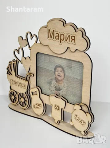 Персонализирана дървена визитка за бебе + Снимка принт върху дърво, снимка 3 - Декорация за дома - 50109785