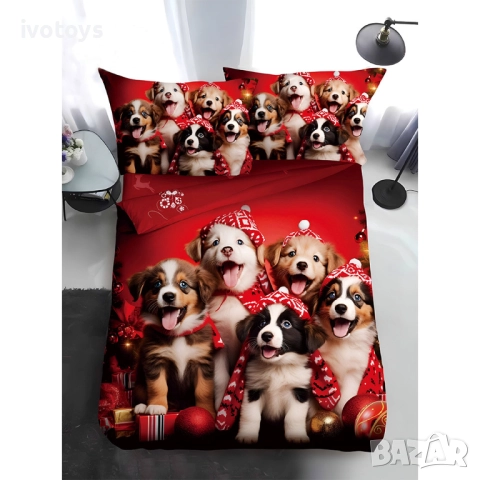 Двулицево коледно спално бельо, размер за приста (Реално изображение), 4 части - WS17364