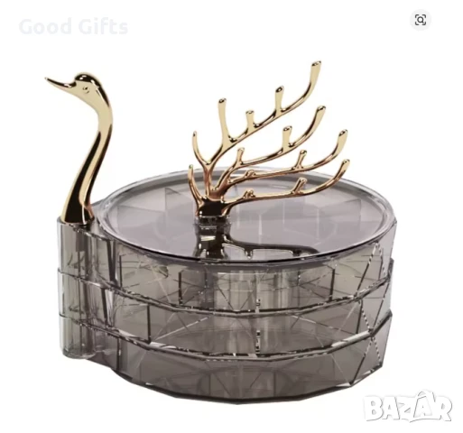 Луксозна въртяща се кутия за бижута Лебед и стойка за пръстени, снимка 7 - Други стоки за дома - 51187773