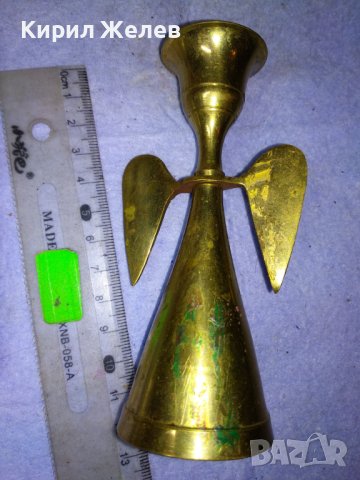 КРАСИВ СТАР ВИНТИДЖ ФИГУРАЛЕН МЕСИНГОВ СВЕЩНИК - АНГЕЛЧЕ За ТЕМАТИЧЕН ИНТЕРИОР КОЛЕКЦИЯ ДЕКОР 42710