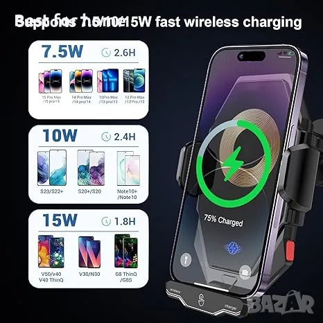 Безжично зарядно и стойка  за мобилен телефон за кола XHWSTFS, снимка 6 - Селфи стикове, аксесоари - 50377168