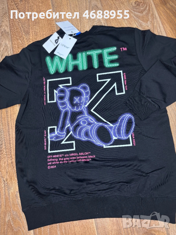 Мъжка, черна блуза OFF White с голяма щампа на гърба, снимка 2 - Блузи - 52865202