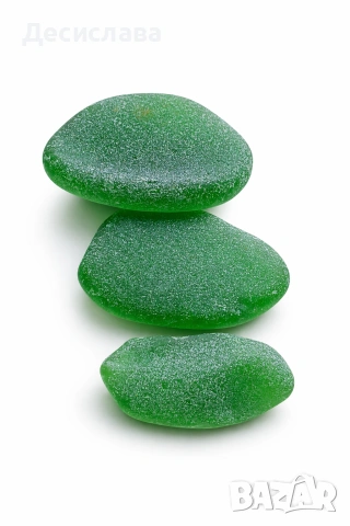 Рядко голямо зелено морско стъкло – колекционерски комплект (3 бр.), снимка 3 - Антикварни и старинни предмети - 53507656
