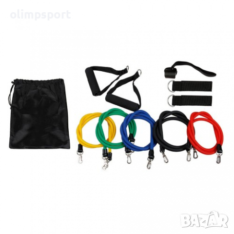 Ластици за упражнения , Комплект 5 броя с 5 дръжки (310468) , снимка 2 - Фитнес уреди - 36525678