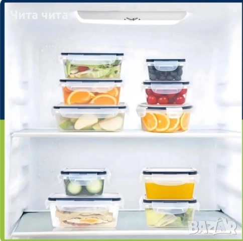 Комплект от 12 кутии за храна за обяд – пластмасови контейнери с капаци, снимка 6 - Кутии за храна - 52860403