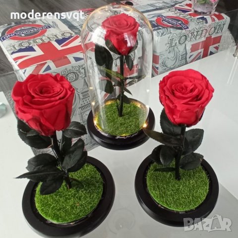 Червена вечна роза в стъкленица, перфектният подарък, снимка 2 - Романтични подаръци - 39520481