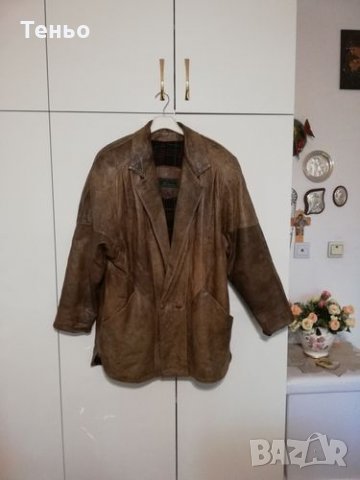 Дамско кафяво кожено яке