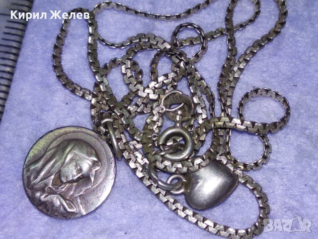 РИМОКАТОЛИЧЕСКА СРЕБЪРНА - WF ИКОНКА и СРЕБЪРНО СЪРЧИЦЕ със СРЕБЪРНА ВЕРИЖКА СРЕБРО 925 ПРОБА 40320, снимка 4 - Колиета, медальони, синджири - 43224550