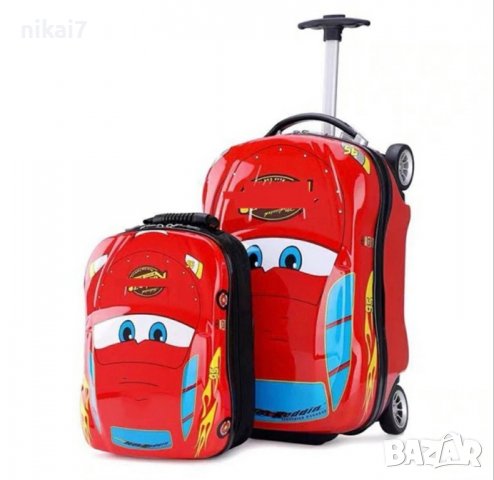 детски куфар BMW джип Син/Червен цвят 4 колела телескопична дръжка, снимка 2 - Куфари - 37639828