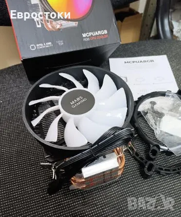 Вентилатор на процесора Mars Gaming MCPUARGB, CHROMA RGB процесорен радиатор, 2X HCT топлинни тръби, снимка 5 - Други - 49427786