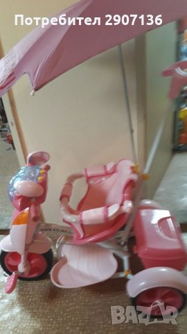 триколка с дръжка за управление и педали за детето, мека седалка,обезопасена, снимка 1 - Скутери и тротинетки - 32859821