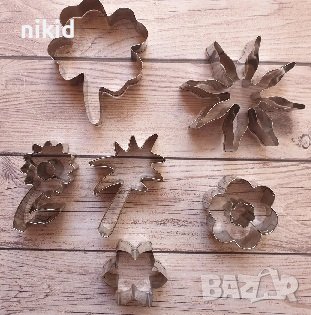 6 бр резец цвете детелина слънце палма метална форма форми за сладки тесто декор сет , снимка 3 - Форми - 43107467