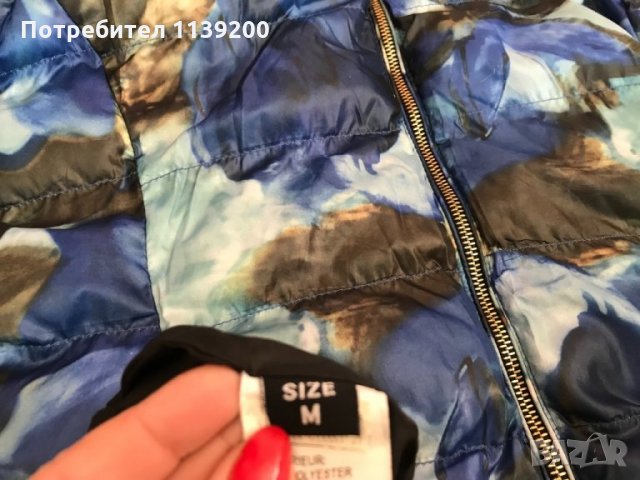 Италианско олекотено яке S/M пролет есен с две лица двулицево пъстро индиго тюркоаз, снимка 12 - Якета - 34913931