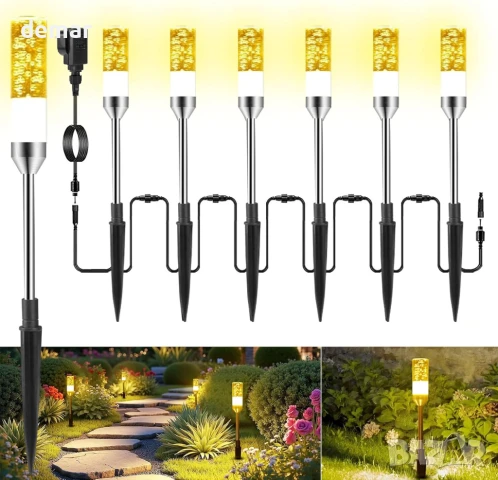 Градински лампи IRISECO с колчета, 6 броя 12V нисковолтови LED, IP65