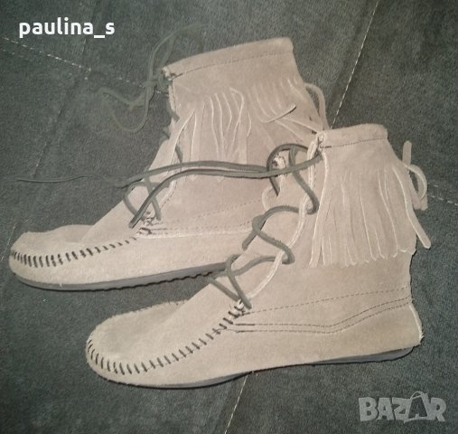 Ортопедични маркови боти "MIMETONKA"® / естествен велур , снимка 2 - Дамски боти - 26226541